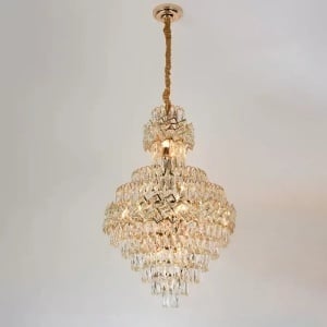 Candelabru Cristal WINDSOR Grande Supremo 14xE27, Diametru 60X90cm, Auriu Lucios, Inaltime Reglabila - Img 1