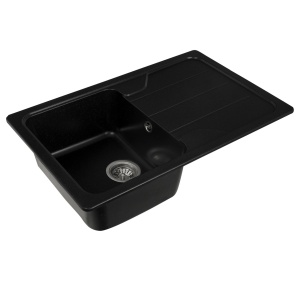 Chiuvetă din compozit de granit pentru bucătărie Negru metalic ELEFANT PREMIUM 7850 VERONA 775 x 495 mm - Img 5