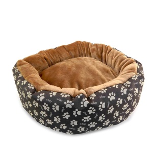Culcus moale cu perna, pentru caine/pisica, culoare crem-maron, impermeabil, baza antiderapanta, 50 cm - Img 1