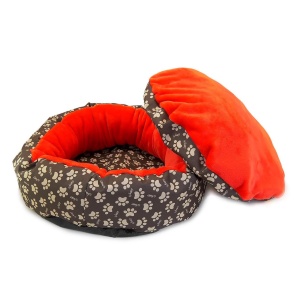 Culcus moale cu perna, pentru caine/pisica, culoare roz, impermeabil, baza antiderapanta, 50 cm - Img 4