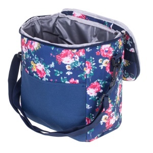 Geanta termoizolanta pentru picnic sau plaja, capacitate 11l, culoare Albastra cu flori - Img 1