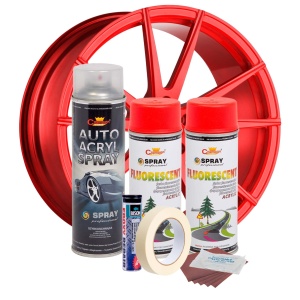 Kit complet reparatie si vopsire jante culoare Rosu Fluorescent, V2 - Img 2