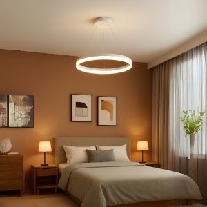 Lustra LED cu telecomanda ANINA 33W, lumina Rece/Calda/Neutra, Dimabila, Alb, Inaltime Reglabila - Img 1