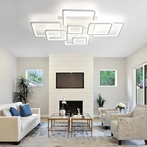 Lustra LED cu telecomanda ELLA 203W, 8 Patrate, lumina Rece/Calda/Neutra, Dimabila, Alb - Img 3