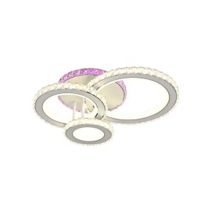Lustra LED cu telecomanda si cristal LEOCADIA RGB 134W, 3 Cercuri, lumina Rece/Calda/Neutra, Dimabila, Alb - Img 2
