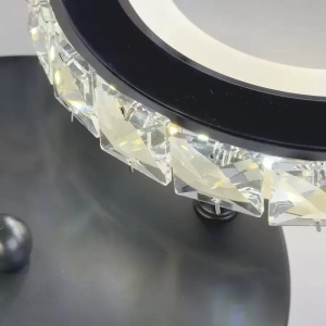 Lustra LED cu telecomanda si cristal NOVA ROTONDA 29W, 2 Cercuri, lumina Rece/Calda/Neutra, Dimabila, Negru - Img 2
