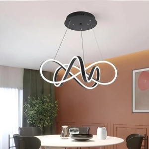 Lustra LED suspendata cu telecomanda INFINITY HALO 138W, lumina Rece/Calda/Neutra, Dimabila, Negru, Inaltime Reglabila - Img 1