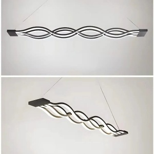 Lustra LED suspendata cu telecomanda WAVE 76W, Liniara, lumina Rece/Calda/Neutra, Dimabila, Negru, Inaltime Reglabila - Img 3