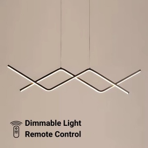 Lustra LED suspendata cu telecomanda ZIGZAG 48W, lumina Rece/Calda/Neutra, Dimabila, Negru, Inaltime Reglabila - Img 3