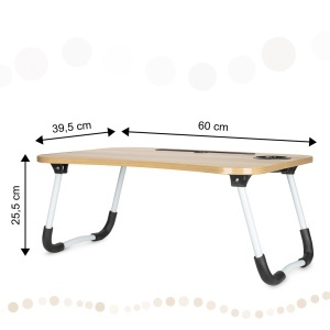 Masa pentru Laptop plianta din MDF, dimensiune 60 x 39,5 cm, cu suport pahar si telefon - Img 8