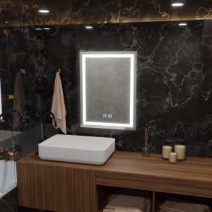 Oglinda LED Rectangulara, 60x80cm, Edge LUMINOUS Touch, Sistem Dezaburire, Dimabila - Img 1