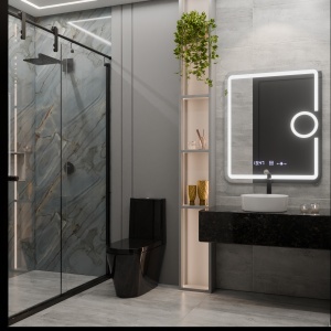 Oglinda LED Rectangulara, 75x90cm, Eclat MotionGlow Marcello, Sistem Dezaburire, Ceas & Termometru, Lupa Cosmetica, Dimabila - Img 3