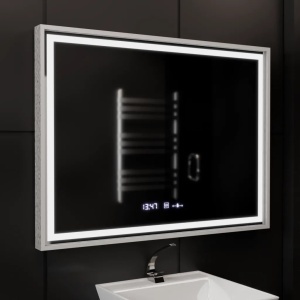 Oglinda LED Rectangulara, 80x60cm, Verite Imperial Silver Motion Glow Marcello, Sistem Dezaburire, Ceas & Termometru, Dimabila - Img 1
