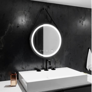 Oglinda LED Rotunda, 50cm, Celeste Majeste Noir Eleve MotionGlow Marcello, Sistem Dezaburire, Ceas & Termometru, Dimabila - Img 1