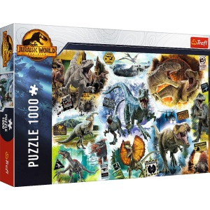 PUZZLE TREFL 1000 JURASSIC WORLD PE URMELE DINOZAURILOR - Img 1