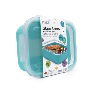RECIPIENT STICLA 740 ML CU HUSA ANTIDERAPANTA SILICON MELII BLUE - Img 1