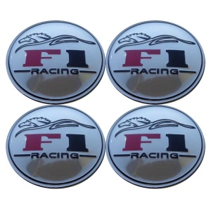 Set 4 buc. ornament central janta, model "F1 Chrome", diametru 5cm - Img 2