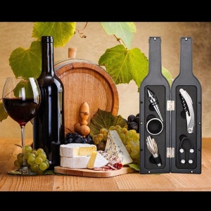 Set Cadou "Accesorii Vin in forma de Sticla, 6in1" culoare Neagra - Img 5