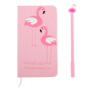 Set Cadou pentru Copii, Caiet cu Flamingo finisat cu piele ecologica + Pix cu Flamingo - Img 2