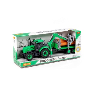 Tractor cu remorca lemne - Progresso, 40x11.5x17 cm, Polesie - Img 1