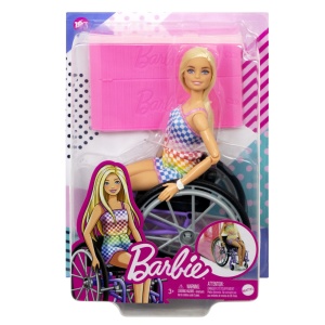 BARBIE PAPUSA BARBIE BLONDA IN SCAUN CU ROTILE - Img 1