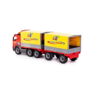 Camion cu remorca + prelata - Volvo PowerTruck, 77x19x25 cm, Wad - Img 2