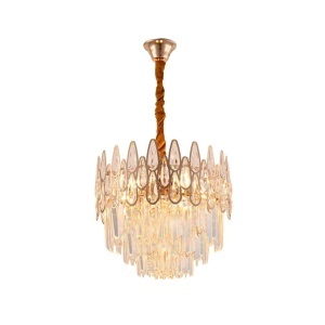 Candelabru Cristal ALHAMBRA Petito 3x E14, Diametru 30cm, Auriu Lucios, Inaltime Reglabila - Img 2