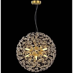 Candelabru Cristal MINUET 8x G9, Diametru 40cm, Auriu Lucios, Inaltime Reglabila - Img 1