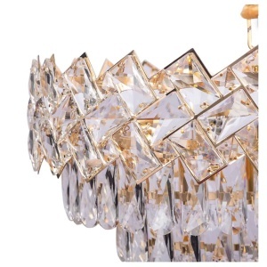 Candelabru Cristal WINDSOR Nobile 5xE14, Diametru 40cm, Auriu Lucios, Inaltime Reglabila - Img 2