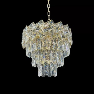 Candelabru Cristal WINDSOR Petito 3xE27, Diametru 30cm, Auriu Lucios, Inaltime Reglabila - Img 3