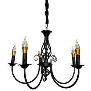 Candelabru Perla, 5xE14, Negru, Inaltime Reglabila - Img 2