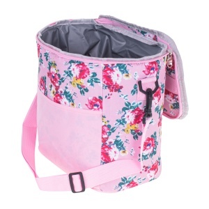 Geanta termoizolanta pentru picnic sau plaja, capacitate 11l, culoare Roz cu flori - Img 1