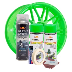 Kit complet reparatie si vopsire jante culoare Verde Fluorescent, V2 - Img 2