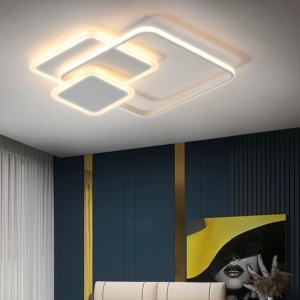 Lustra LED cu telecomanda ANEMONA 75W, 3 Patrate, lumina Rece/Calda/Neutra, Dimabila, Alb - Img 2