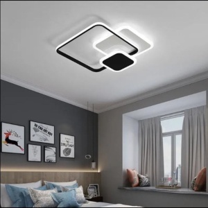 Lustra LED cu telecomanda ANEMONA 75W, 3 Patrate, lumina Rece/Calda/Neutra, Dimabila, Negru - Img 2