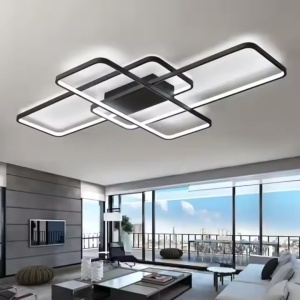Lustra LED cu telecomanda AXIS 96W, 3 Elemente, lumina Rece/Calda/Neutra, Dimabila, Negru - Img 3