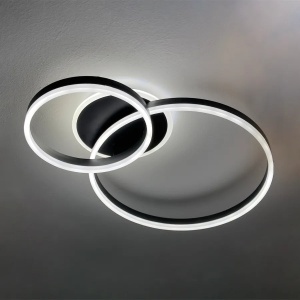 Lustra LED cu telecomanda ELISABETH 71W, 2 Cercuri, lumina Rece/Calda/Neutra, Dimabila, Negru - Img 1