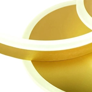 Lustra LED cu telecomanda LYRA 102W 1 Cerc, lumina Rece/Calda/Neutra, Dimabila, Auriu Periat - Img 2