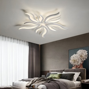 Lustra LED cu telecomanda SAKURA 60W, 5 Petale, lumina Rece/Calda/Neutra, Dimabila, Alb - Img 1