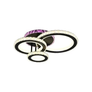 Lustra LED cu telecomanda si cristal LEOCADIA RGB 134W, 3 Cercuri, lumina Rece/Calda/Neutra, Dimabila, Negru - Img 2