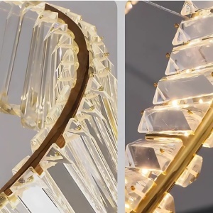 Lustra LED cu telecomanda si cristal LUIGI, 35W, lumina Rece/Calda/Neutra, Dimabila, Auriu - Img 3
