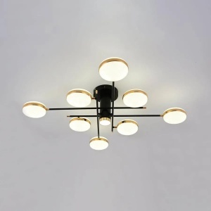 Lustra LED cu telecomanda si cristal MISEL 154W, 9 Elemente, lumina Rece/Calda/Neutra, Dimabila, Negru Auriu - Img 3