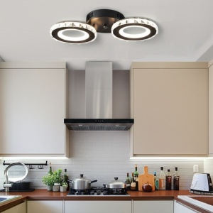 Lustra LED cu telecomanda si cristal NOVA ROTONDA 29W, 2 Cercuri, lumina Rece/Calda/Neutra, Dimabila, Negru - Img 3