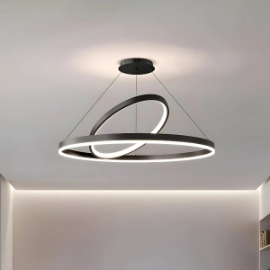 Lustra LED Suspendata PAGANO 31W, 2 Cercuri, Lumina Rece/Calda/Neutra, Dimabila, Negru, Inaltime Reglabila - Img 3