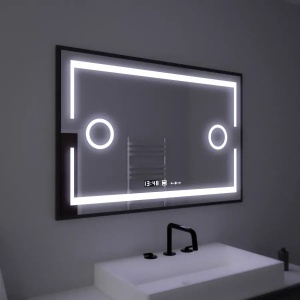 Oglinda LED Rectangulara, 120x80cm, Senzor MotionGlow Marcello, Sistem Dezaburire, Ceas & Termometru, Lupa Cosmetica, Dimabila - Img 1