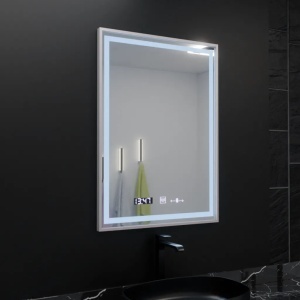 Oglinda LED Rectangulara, 60x80cm, Verite Imperial Silver Motion Glow Marcello, Sistem Dezaburire, Ceas & Termometru, Dimabila - Img 2