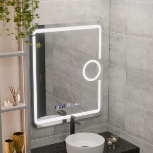 Oglinda LED Rectangulara, 75x90cm, Eclat MotionGlow Marcello, Sistem Dezaburire, Ceas & Termometru, Lupa Cosmetica, Dimabila - Img 1