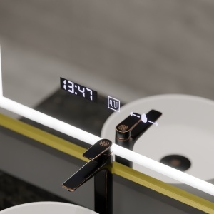 Oglinda LED Rectangulara, 75x90cm, Verite Royale Gold MotionGlow Marcello, Sistem Dezaburire, Ceas & Termometru, Dimabila - Img 2