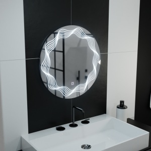 Oglinda LED Rotunda 60cm, Flusso Touch, Sistem Dezaburire, Dimabila - Img 1