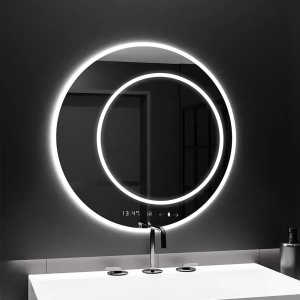Oglinda LED Rotunda, 60cm, July Touch Marcello, Sistem Dezaburire, Ceas & Termometru, Dimabila - Img 1